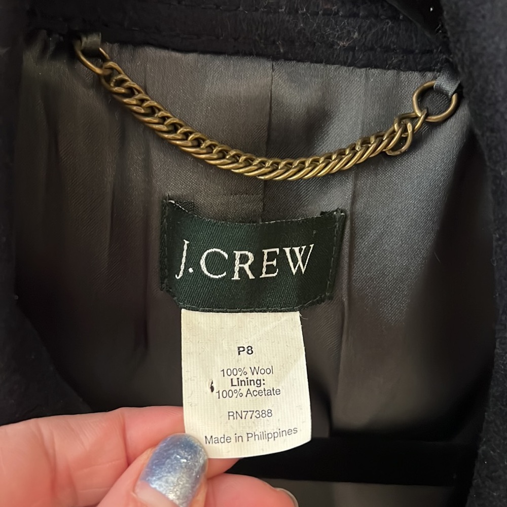 J. crew pea coat wool jacket lined navy blue pockets - Picture 2 of 4
